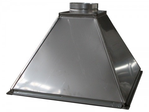 Зонт вытяжной прямоугольный с круглой врезкой оцинкованная сталь
